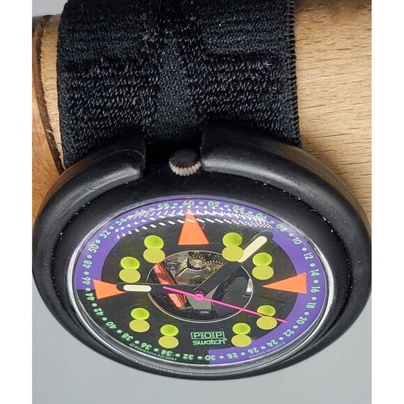 1991 Skeleton Swatch Pop Uphill Watch Swiss Vintage 46mm Adjustable Ultra Rare main image 14